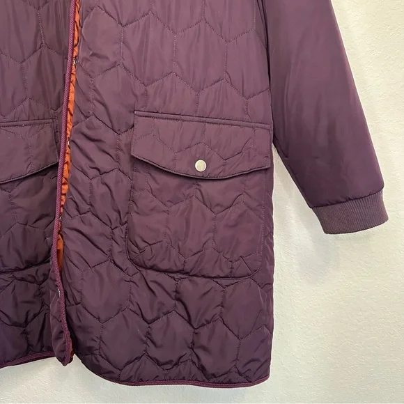 LOGO by Lori Goldstein Dark Purple Quilted Coat Size 1X - Picture 2 of 4
